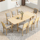 Topmax - Rustic Extendable Dining Table Set With Removable Leaf, 6 Upholstered Armless Dining Chairs And 2 Padded Arm Chairs, 9 Pieces by Unique Piece Furniture