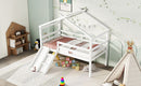 Low Loft House Bed With Slide, Ladder, Safety Guardrails, House Roof Frame by Unique Piece Furniture
