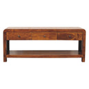 Solid Wood Aspen Media Unit, 3-Drawers, Open Slot, Chestnut