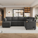 U-Shaped Sectional Sleeper Sofa With Ample Storage Space, 2 Cup Holders And Charging Ports For Living Room by HouseOfZazla