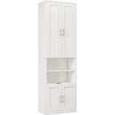 2 Doors Bookshelf with USB Port 3 Adjustable and 3 Fixed Shelves Bookcase Side Cabinet Storage Shelves in White(old sku:WF311493AAC)
