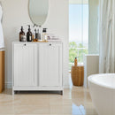Tilted Laundry Hamper With Removable Basket, Hidden Storage Cabinet, Home Organizer For Bathroom - White by HouseOfZazla