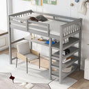 Loft Bed With Storage Shelves And Under Bed Desk by Unique Piece Furniture