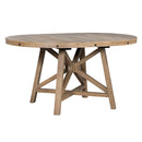 5-Piece Retro Functional Dining Set with Extendable Round Table with Removable Middle Leaf and 4 Upholstered Chairs for Dining Room and Living Room (Natural Wood Wash)