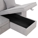Modern L-Shape 3 Seat Reversible Sectional Couch, Pull Out Sleeper Sofa With Storage Chaise And 2 Stools For Living Room Furniture Set by HouseOfZazla
