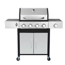 4 Burner Propane Gas Bbq Grill With Side Burner, 46790Btu Output With Enameed Cast Iron Cooking Grids For Outdoor Barbecue, Stainless Steel - Black / Silver by HouseOfZazla