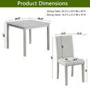 5 Piece Wooden Dining Table Set, Kitchen Table Set with a Square Table and 4 Upholstered Chairs, Wooden Dining Room Table with Crystal Decoration and Chairs Set for Kitchen, Dining Room, Gray