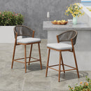 Outdoor 26" Counter Height Metal Frame Counter Stools With Scallop Shaped Backrest & Water Resistant Cushions by HouseOfZazla