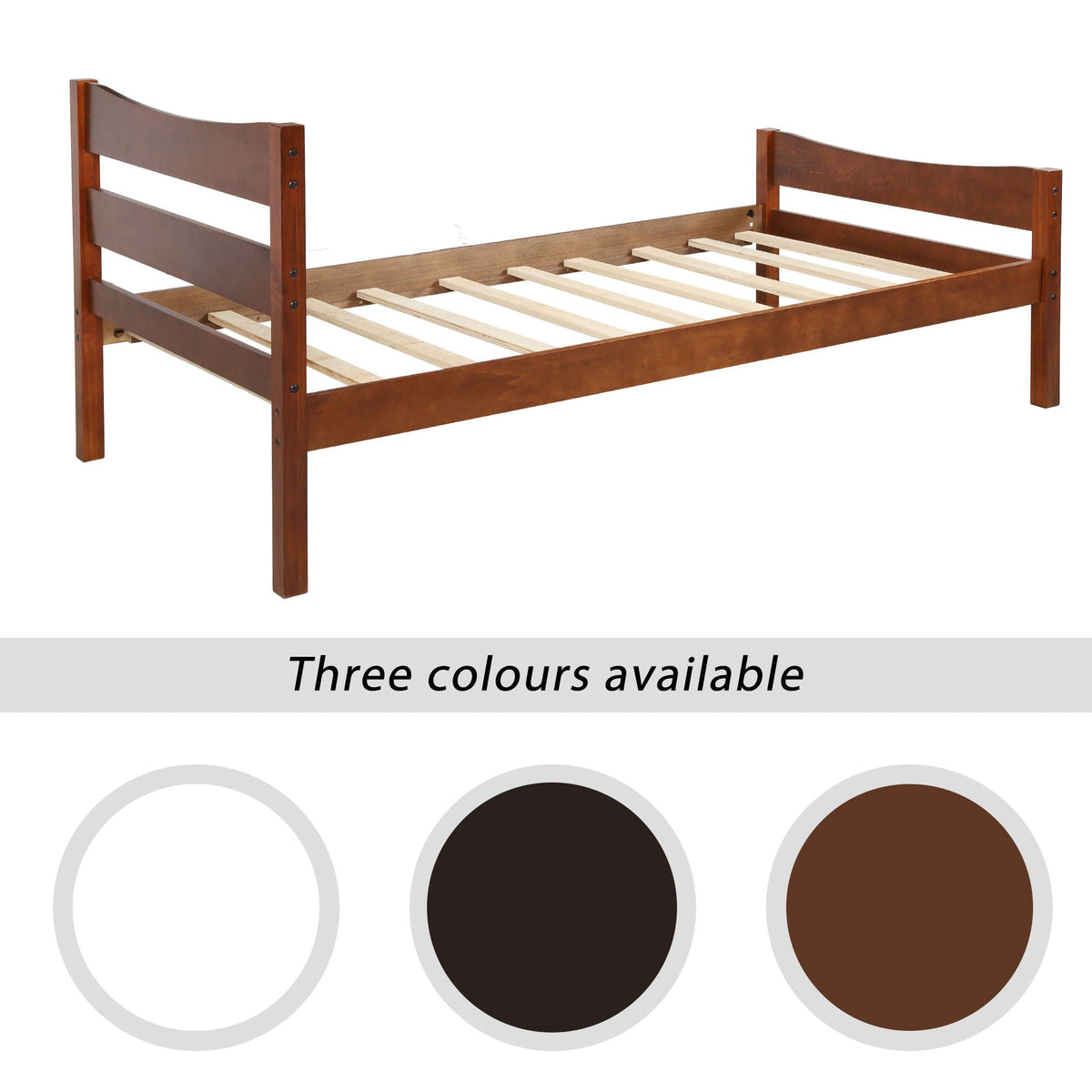 Twin Size Platform Bed With Headboard And Wooden Slat Support, photo 7 of 7