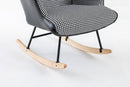 35.5 inch Rocking Chair with Footrest, Soft Houndstooth Fabric Leather Fabric Rocking Chair for Nursery, Comfy Wingback Glider Rocker with Safe Solid Wood Base for Living Room Bedroom Balcony (black)