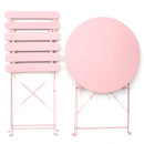 3 Pieces Patio Bistro Balcony Metal Chair Table Set - Pink