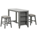 5-piece Counter Height Dining Table Set with Built-in Storage Shelves,Grey