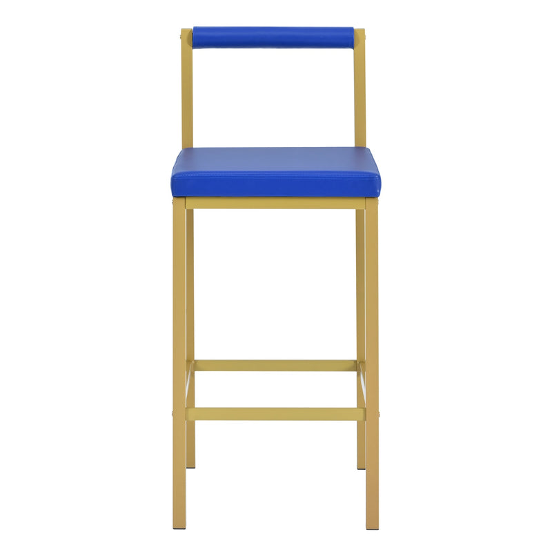 7-Piece Multi-Functional Modern Counter Height Dining Bar Table Set with Open Shelves and 6 Upholstered Stools for Dining Room, Bar and Cafe (White and Blue)