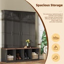 Farmhouse Hall Tree with 4 Hidden Hanging Hooks and Storage Bench by HouseOfZazla