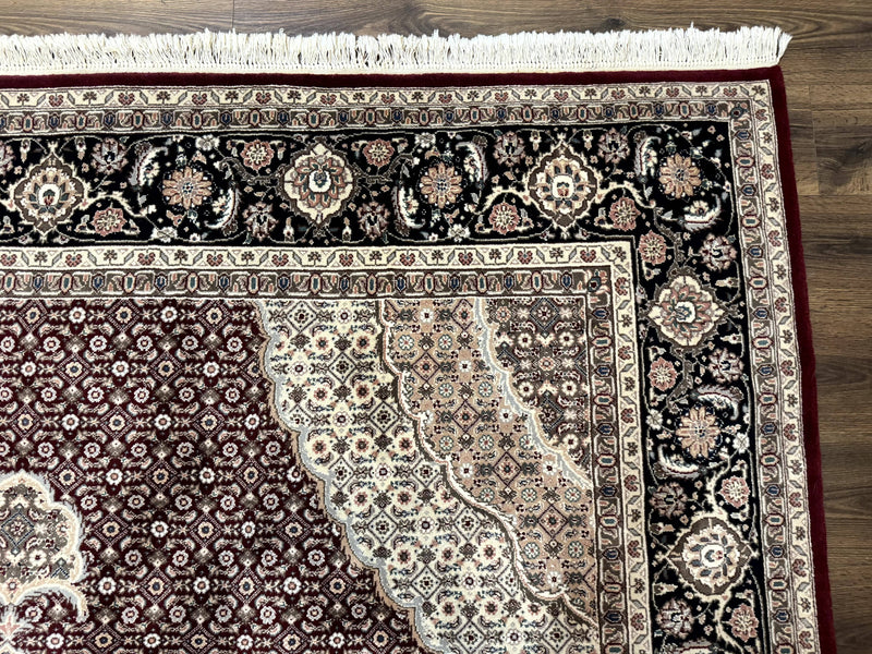 Sino Persian Rug 8x10, Herati, Elegant Oriental Carpet, Dark Maroon