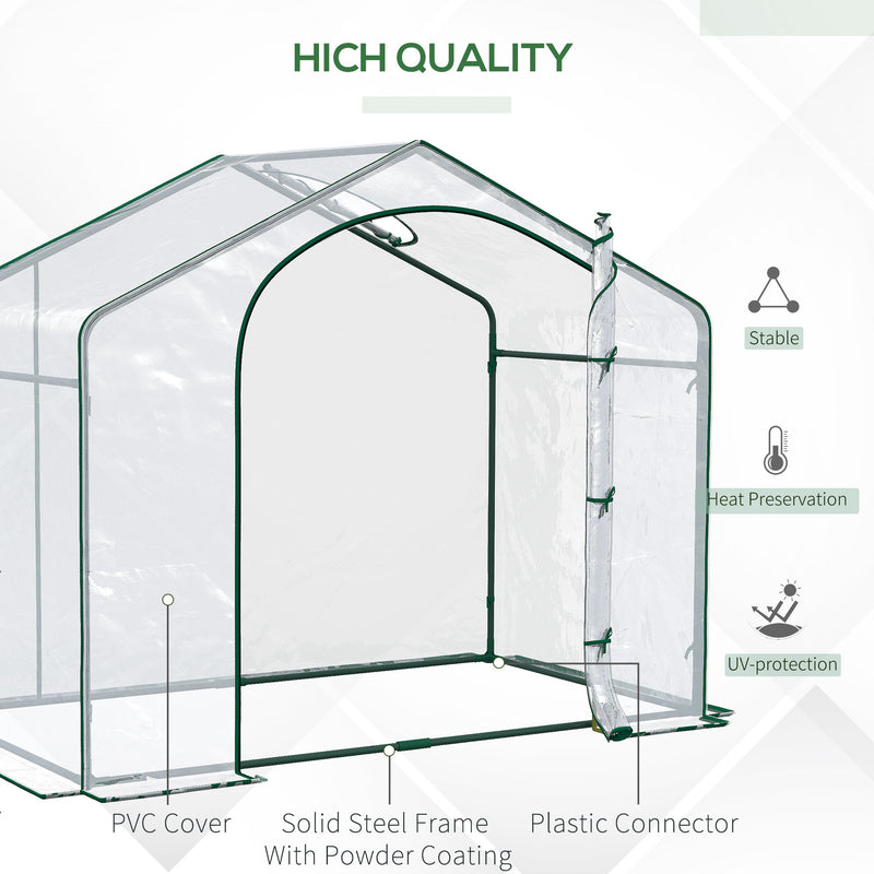6' x 3' x 5' Portable Walk-in Greenhouse, PVC Cover, Steel Frame Garden Hot House, Zipper Door, Top Vent for Flowers, Vegetables, Saplings, Clear