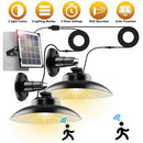 2Pack Solar Shed Lights with Separate Panel Wall Mounted Solar Pendant Light Indoor Outdoor with Remote Timer 3 Modes 3 Light Colors IP 55 Waterproof