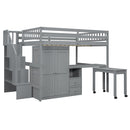 Loft Bed With Stairs, Bookshelf, Drawers, Desk & Wardrobe, Space Saving Multifunctional Furniture by HouseOfZazla