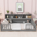 Floor Bed With Side Bookcase, Shelves, Guardrails by HouseOfZazla
