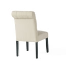 Dining Rolltop Chairs (Set of 2), Upholstered Armless Chair With Wood Leg - Ivory by HouseOfZazla