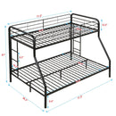 Modern Twin Over Full Metal Bunk Bed With Trundle And Dual Side Ladder And Metal Design - Black / Brown by HouseOfZazla