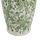 7.7x7.7x14.6' White Ceramic Flower Vase with Green Floral Pattern by HouseOfZazla