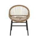 Outdoor Accent Chair With Curved Back And Basket Frame, (Set of 2) - Light Brown / Beige