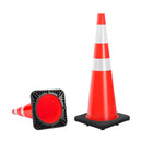 36" Heavy-Duty Traffic Cones with High-Visibility Reflective Collars - 4 Pack