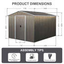 8X10Ft Outdoor Metal Storage Shed - Gray by HouseOfZazla