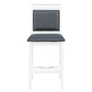 3-Piece Wood Counter Height Drop Leaf Dining Table Set with 2 Upholstered Dining Chairs for Small Place, White+Gray