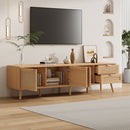TV Stand, Media Console, 2 Drawers & Cable Management - Natural Wood by HouseOfZazla