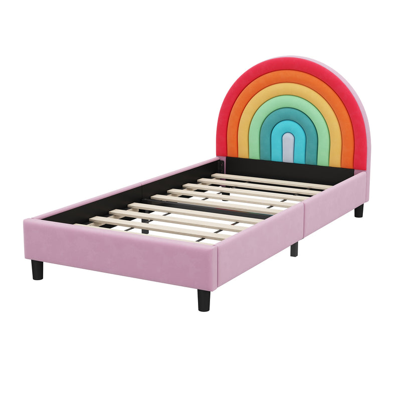 Walker Edison | Rainbow Design Upholstered Twin Platform Bed