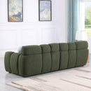 87.4 length, 35.83" deepth, human body structure for USA people, marshmallow sofa,boucle sofa, 3 seater, OLIVE GREEN BOUCLE