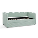 Cozy Gingham Daybed with Trundle Twin Size Sofa Bed No Box Spring Needed