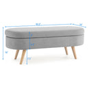 Ottoman Oval Storage Bench With Rubber Wood Legs Linen - Gray by HouseOfZazla