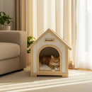 Indoor Dog House With Cushion Pet House For Small Dogs & Cats - Creamy White / Light Yellow by HouseOfZazla