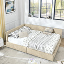 Mid-Century Storage Upholstered Tufted Bed Frame With Backrest And Armrests