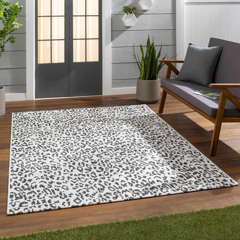 Alderbury White Leopard Print Rug