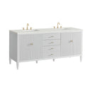 James Martin Myrrin 72" Double Bathroom Vanity, Bright White