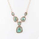 Earth and Sky Blue Turquoise Golden Necklace