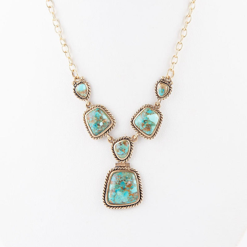 Earth and Sky Blue Turquoise Golden Necklace