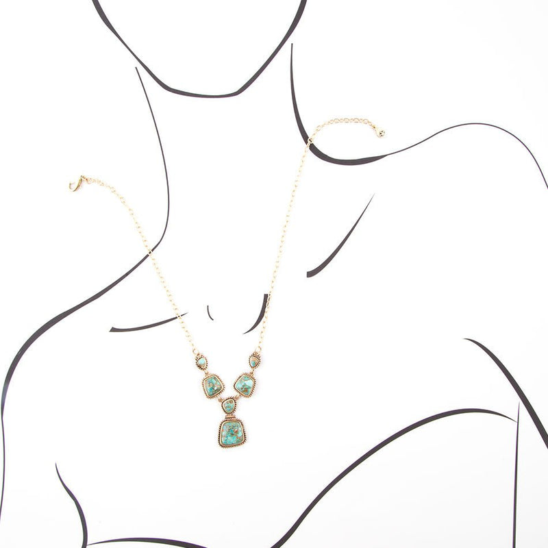 Earth and Sky Blue Turquoise Golden Necklace