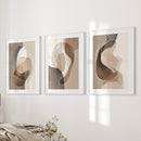 Neutral Abstract Wall Art Set of 3. Modern Earth Tone Prints by Wall Art Set