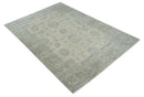 Earthy 8x10 Beige and Light Green Hand knotted Traditional Oushak wool Area Rug by The Rug Decor