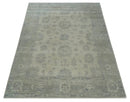 Earthy 8x10 Beige and Light Green Hand knotted Traditional Oushak wool Area Rug by The Rug Decor