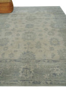 Earthy 8x10 Beige and Light Green Hand knotted Traditional Oushak wool Area Rug by The Rug Decor
