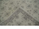 Earthy Contemporary 8x10 Traditional Ivory and Gray Antique Style Hand knotted Wool Area Rug