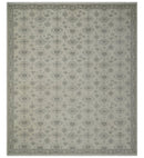 Earthy Contemporary 8x10 Traditional Ivory and Gray Antique Style Hand knotted Wool Area Rug