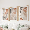 Neutral Terracotta 3 Piece Wall Art. Boho Abstract Prints by Wall Art Set