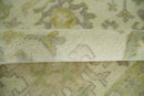 Earthy Ivory and Olive 9x12 Traditional Antique Finish Hand knotted Wool Area Rug